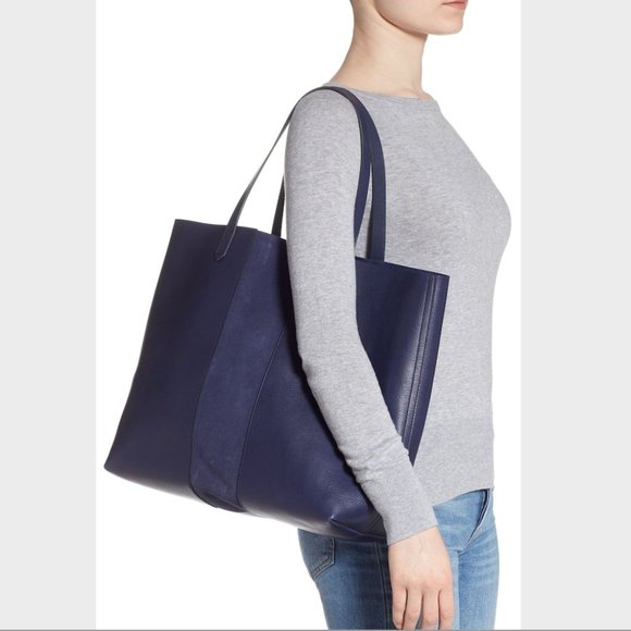 Madewell Handbags - $198 NWT Madewell Suede Stripe Leather Tote
